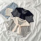 Set: Short-sleeve Striped T-shirt + Shawl