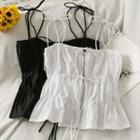 Tie-front Ruffle-hem Crop Top