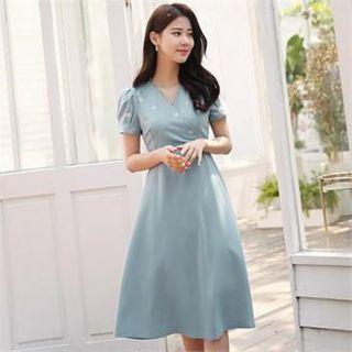 Puff-sleeve Studded Dress