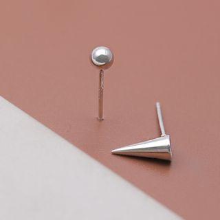 Non-matching 925 Sterling Silver Geometric Earring 1 Pair - Silver - One Size
