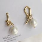 Faux Pearl Alloy Knot Dangle Earring 1 Pair - Gold - One Size