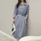 Plain 3/4-sleeve Trench Coat