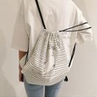 Cat-printed Canvas Drawstring Shopper Bag