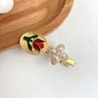 Floral Hair Clip 01 - 1pc - Gold - One Size