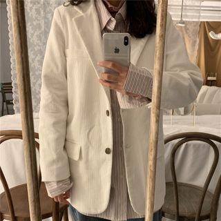 Single-breasted Corduroy Blazer Almond Beige - One Size