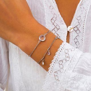 Set Of 2: Faux Crystal Alloy Bracelet (various Designs)