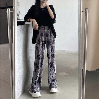 Elbow-sleeve T-shirt / Tie-dye Wide Leg Pants
