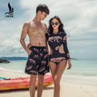 Couple Matching Long-sleeve Printed Swimsuit / Swim Shorts