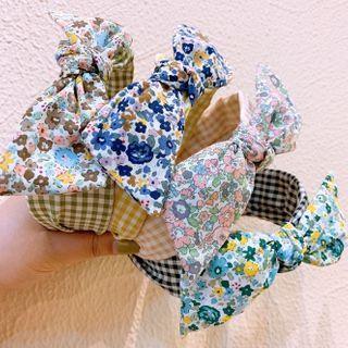 Floral Print Gingham Bow Headband