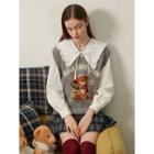 Rola Bear V-neck Sweater Vest Gray - One Size