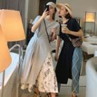 Short-sleeve Slit A-line Midi T-shirt Dress