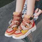 Color Panel Adhesive Strap High-top Sneakers