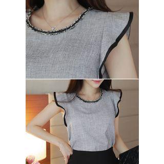 Cap-sleeve Piped Top