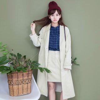 Plain Loose-fit Corduroy Coat