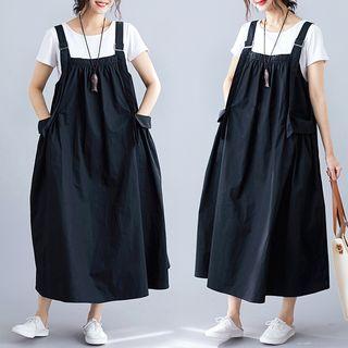Maxi Pinafore Dress Black - One Size