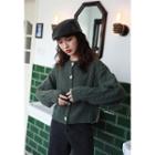 Cable Knit Cardigan Dark Green - One Size