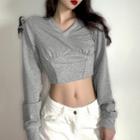 Plain Cropped Corset Sweatshirt