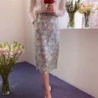 Pocket-side Floral Long Skirt