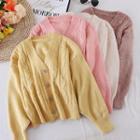 Long-sleeve V-neck Cable Knit Jacket