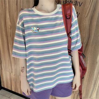 Print Striped Short-sleeve T-shirt