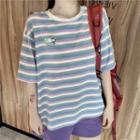 Print Striped Short-sleeve T-shirt