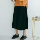 Accordion Pleated Midi Velvet Skirt