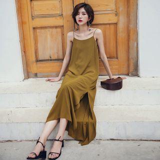 Spaghetti Strap Plain Midi Beach Dress