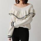 Ruffle Rib Knit Sweater White - One Size