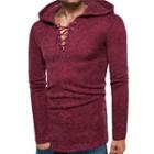 Lace-up Knit Hoodie
