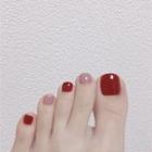Plain Faux Toe Nail Tips J-106 - Red & Pink - One Size