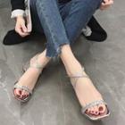 Glitter Accent Ankle Strap Mid-heel Sandals