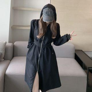 Long-sleeve Zipped Midi Hoodie Dress