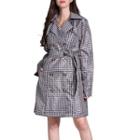 Double-breasted Plaid Rain Coat