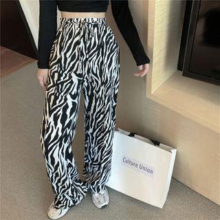 Zebra Print Loose-fit Wide-leg Pants