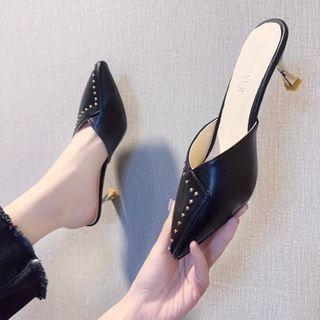 Rivet Spool-heel Mules