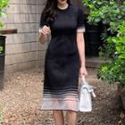 Short-sleeve Mesh Sheath Dress