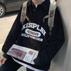 Set: Lettering Polo-neck Sweatshirt + Pants