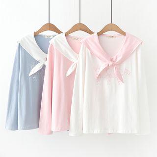Sailor Collared Long-sleeve T-shirt