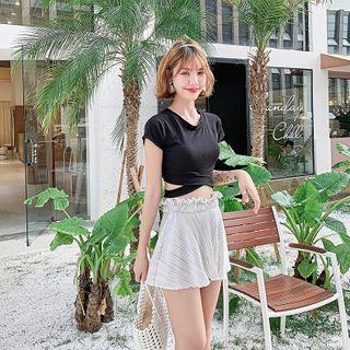 Set: Short-sleeve Swim Top + Skirt + Bottom