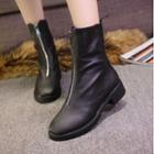 Faux-leather Zip-front Short Boots