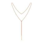 Simple And Fashion Plated Rose Gold 316l Stainless Steel Geometric Cubic Zircon Tassel Long Necklace Rose Gold - One Size
