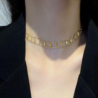 Rhinestone Layered Alloy Choker X415 - Gold - One Size