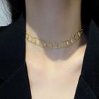 Rhinestone Layered Alloy Choker X415 - Gold - One Size