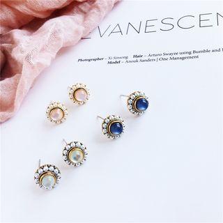 Faux Pearl Cat Eye Stone Earring