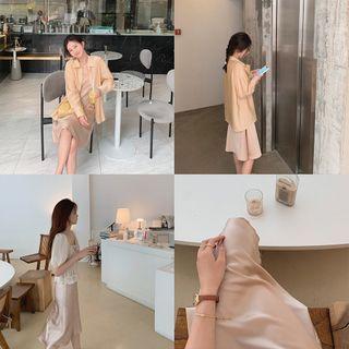Satin Spaghetti Strap Midi A-line Dress / Skirt
