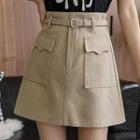 Flap-pocket Mini A-line Skirt
