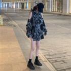 Cold-shoulder Paisley Print Shirt Black - One Size