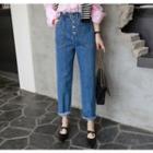 Paperbag-waist Straight-cut Jeans