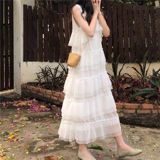 Sleeveless V-neck Midi Layered Dress