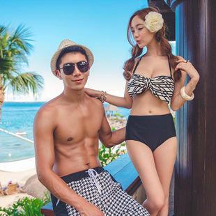 Women High Waist Bikini/ Men Swim Shorts